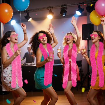 Pink Feather Boa 12PCS Feather Boas Party Pack (2m/6.6ft) Boa Sunglasses