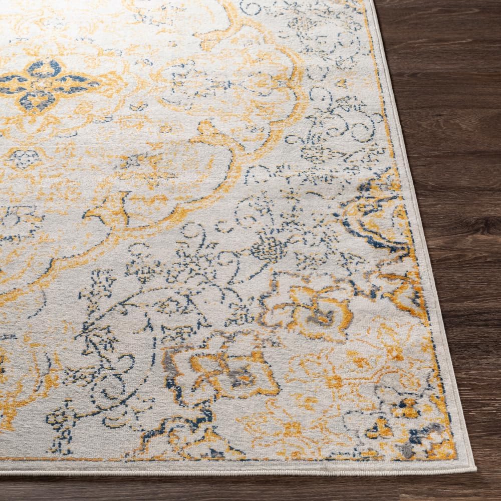Lohena Vintage Medallion Area Rug,Yellow