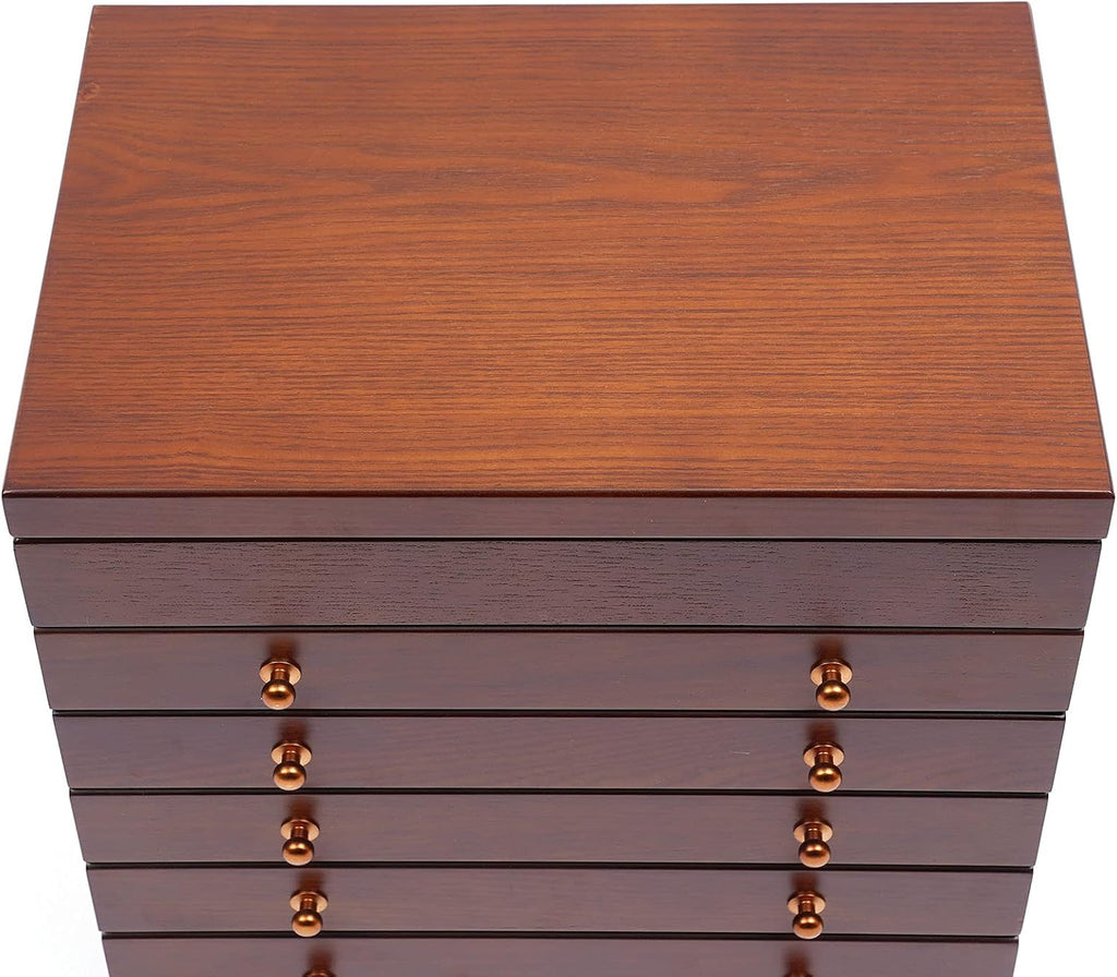 Extra Large 6 Layers Wooden Jewelry Box Jewelry Case Cabinet Armoire Ring Necklacel Gift Storage Box Organizer(6