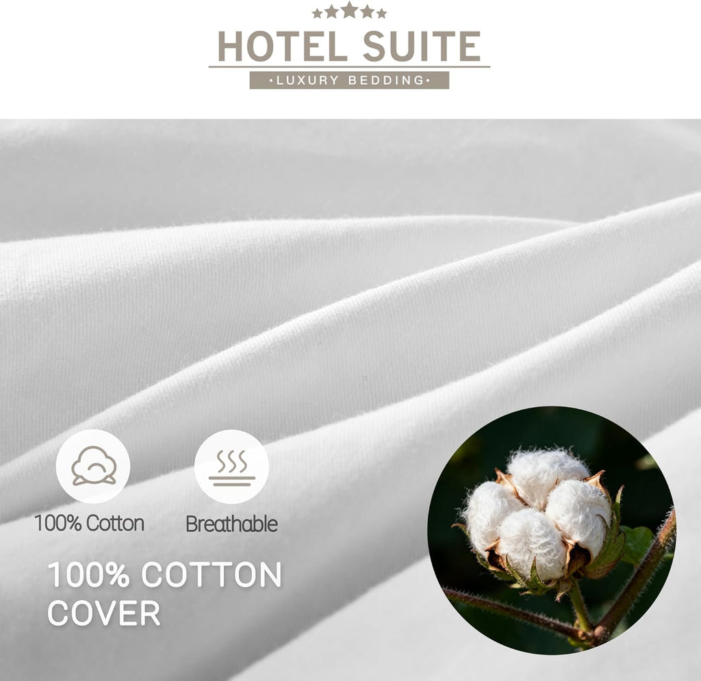 Luxurious Feather and Down Comforter Duvet Insert Twin, 100% Cotton Cover, Hotel Collection Quilts, 