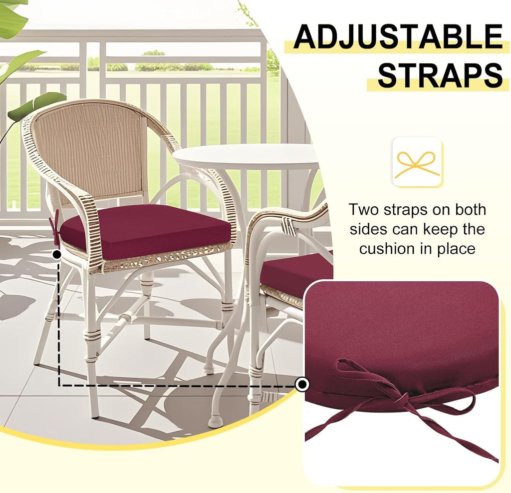 Outdoor Chair Cushions Set of 4 Furniture, Water-Resistant Patio Chair Cushions with Ties, High Density Foam Outdoor