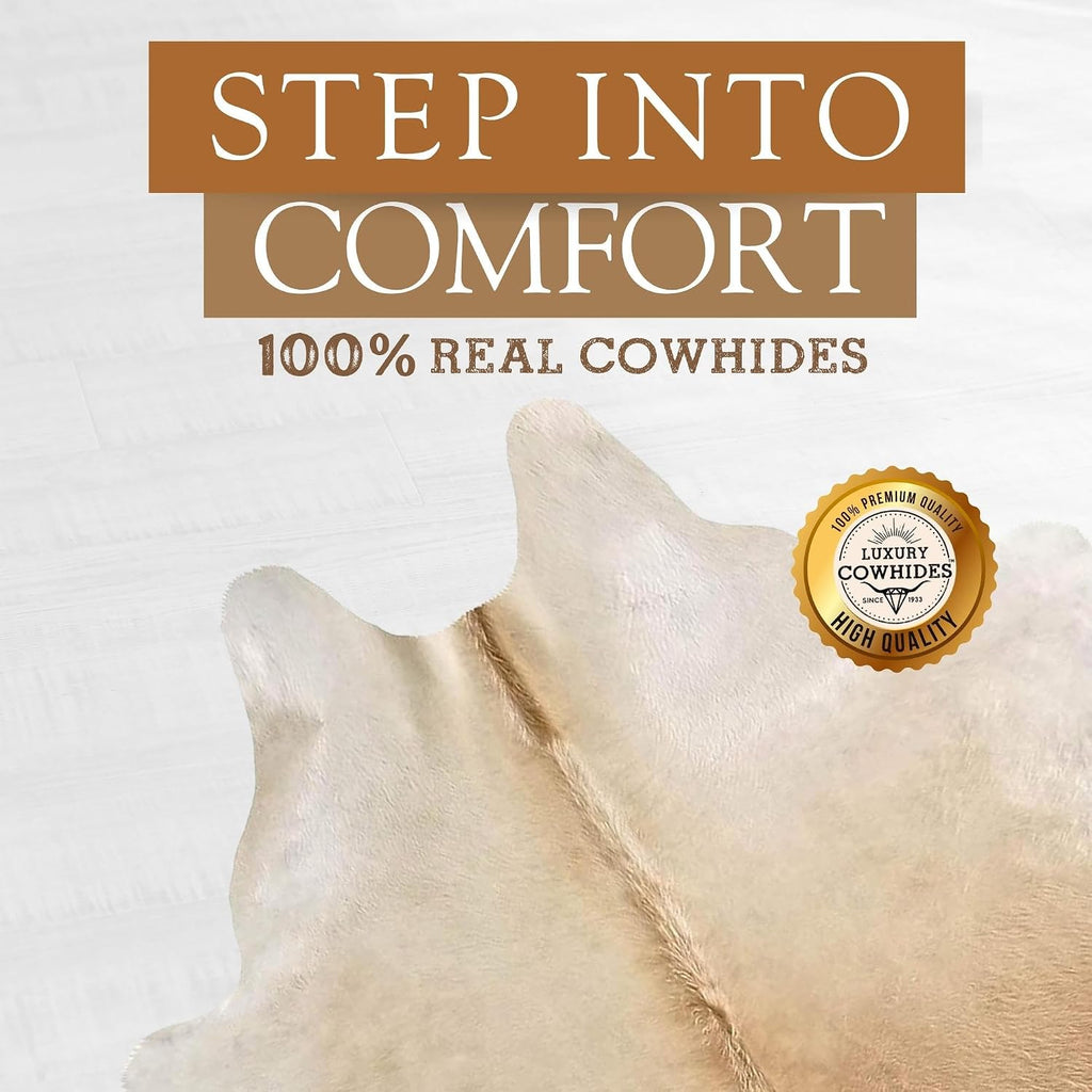 Genuine Cowhide Rug 6x6-7 ft, 100% Real Cow Hide (Palomino Beige)