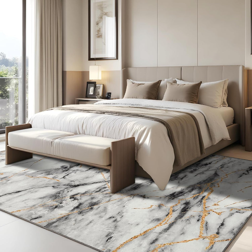 6x9 Living Room Rug Washable Abstract Rugs with Non-Slip Backing Low Pile Area Rug for Living Room, Bedroom, Dining Room