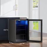 Beverage Refrigerator Cooler, 155 Cans Mini Fridge with Glass Door Beverage Frid