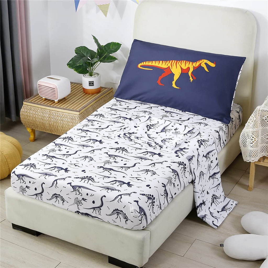 4-Piece Toddler Bedding Set Cartoon Jurassic Dinosaur Print Boys