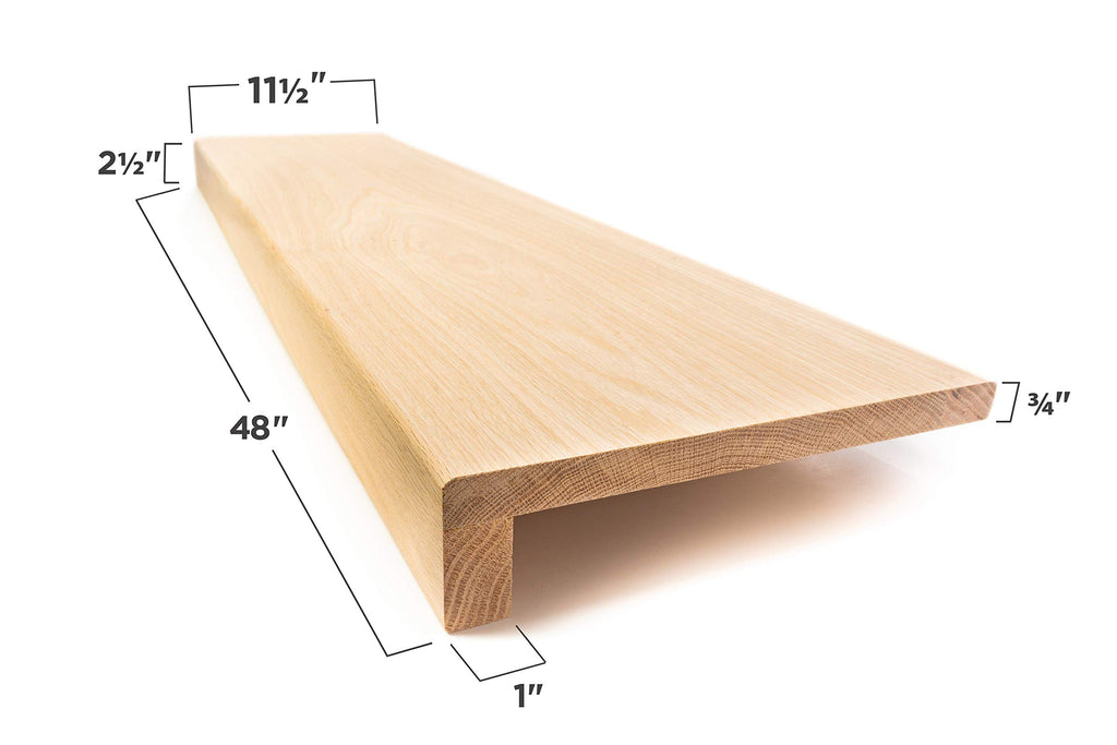 Solid Red Oak Stair Tread with Large (1 3/4") Square Nose Profile (48" x 11 1/2")