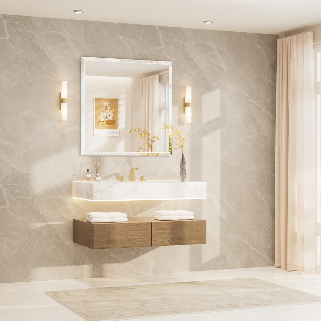 36" x 36" Rectangle Tempered Mirror with Frameless Beveled Edge for Vanity and Bathroom