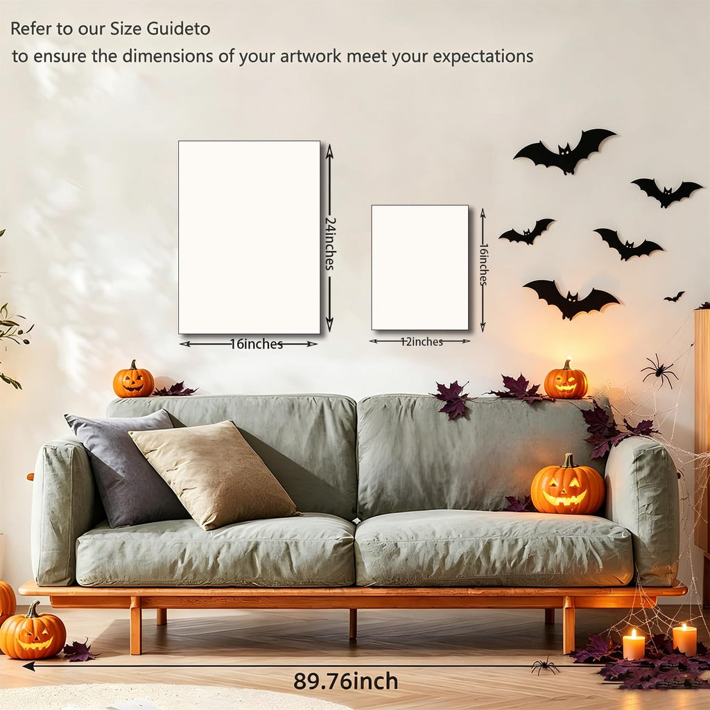 Halloween Gothic Witch in Forest Canvas Wall Art 16x24 inch