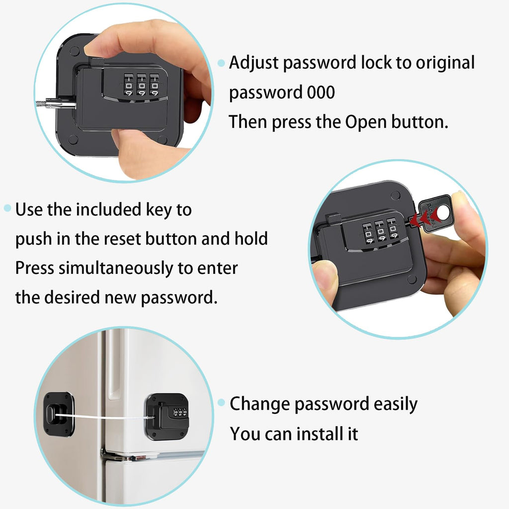 Fridge Lock Refrigerator Freezer Childproof Locks for Cabinets and Drawers Easy Install No Keys Needed Combo Lock