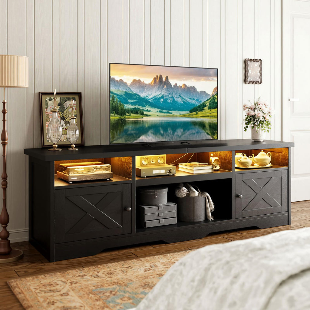 TV Stand for 75+ Inch TV, Entertainment Center, Black