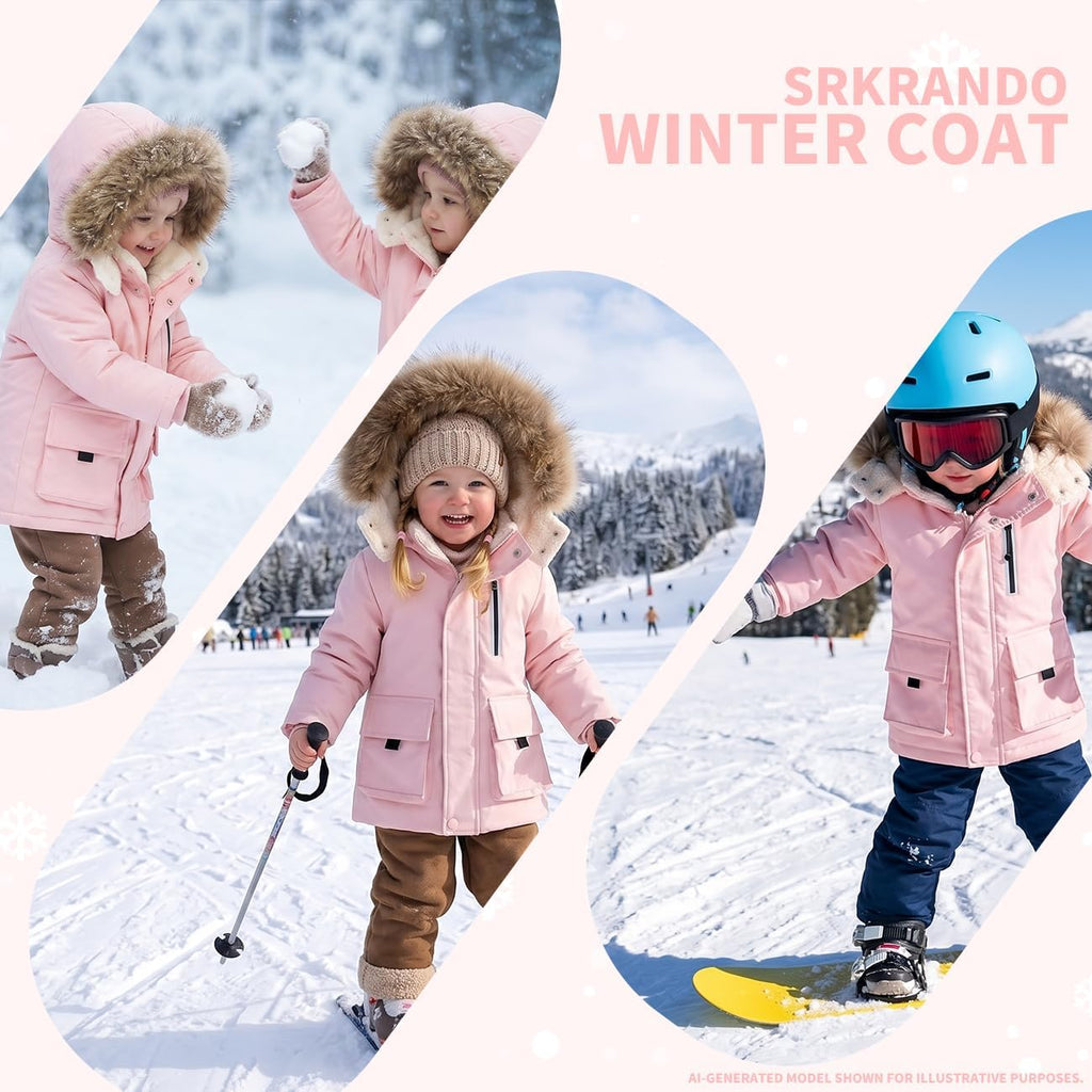 Toddler Winter Coat Baby Jacket Snow Hoodie Puffer Fleece Clothes