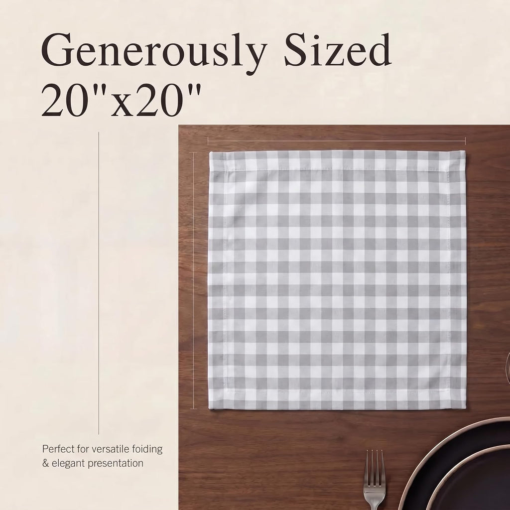 Cloth Napkins Cotton 20x20 (Set of 12) Grey