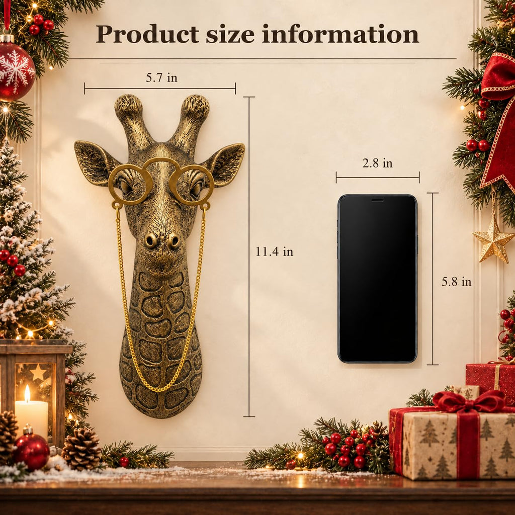 Gold Animal Head Wall Decor Wall Sculpture Home Decor Statue Office Bedroom Modern Decor for Men Women Giraffe