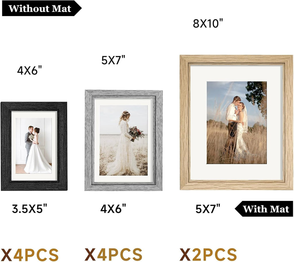 Picture Frames Collage Wall Decor, Gallery Wall Frame Set of 10 | Real Glass Front & Wood Finish Frame, Assorted