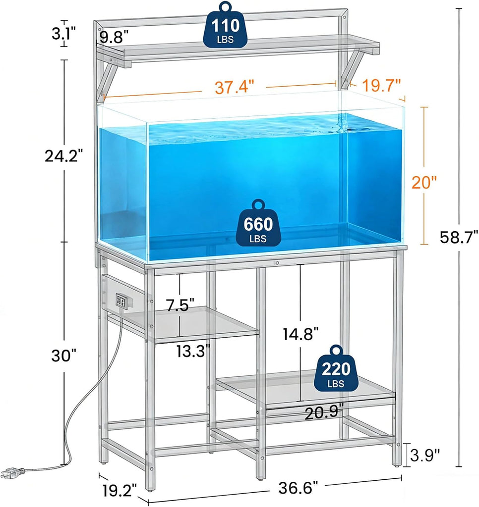 40 Gallon Fish Tank Stand for Standard & Breeder Tanks