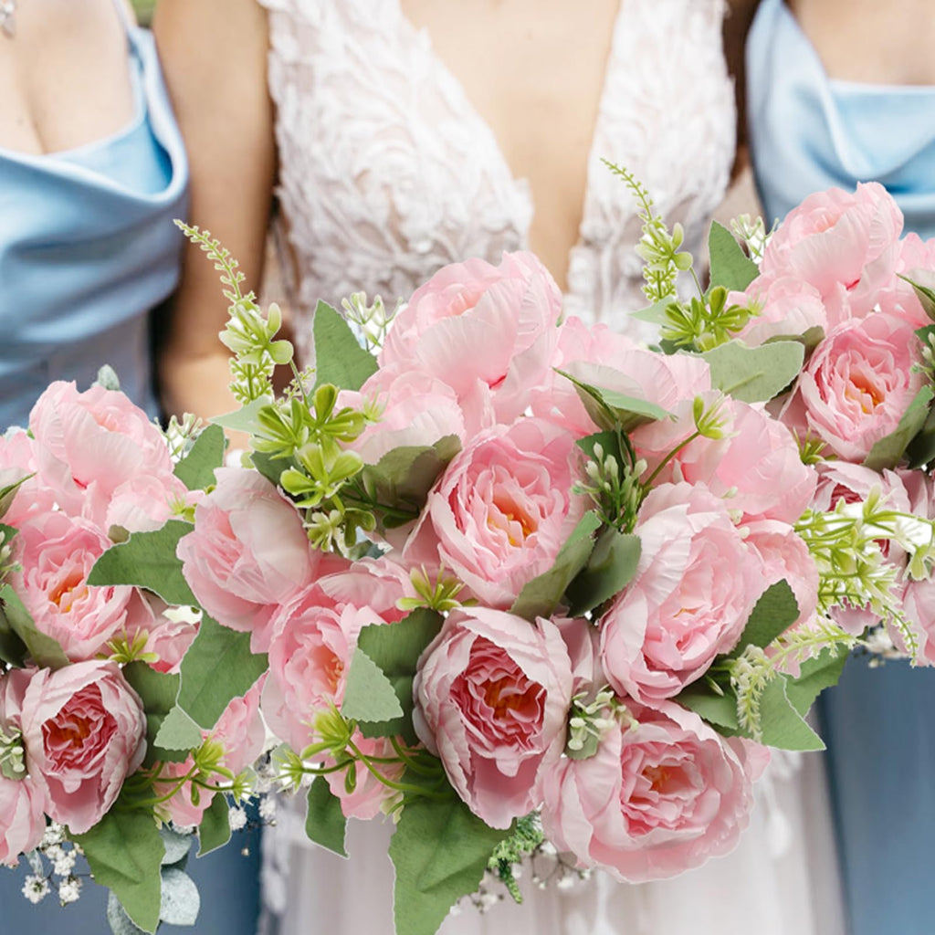 12 Bundles Pink Peonies Artificial Flowers Bulk for Centerpiece