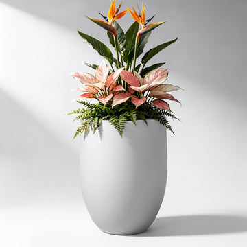 Modern Home Minimalist 21.7" Tall White Concrete Bullet Planter