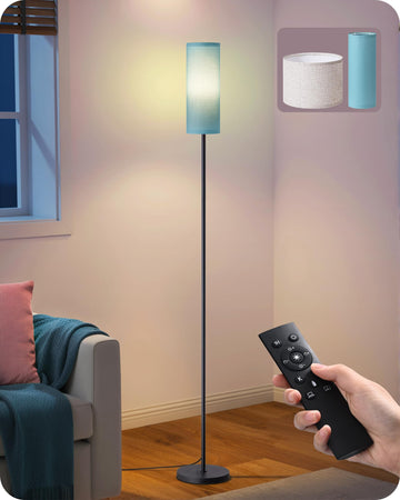 2 Lampshades Modern Floor Lamps Blue