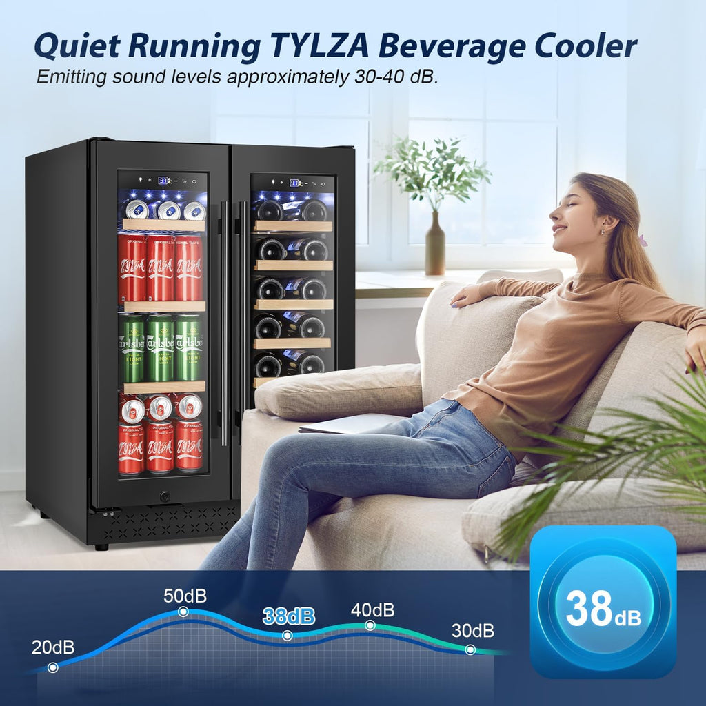 24 Inch Wine and Beverage Refrigerator, Dual Zone Wine Beverage Cooler 24" with 