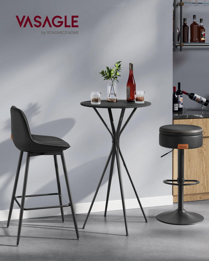 Bar Table, Round Cocktail High Top Pub Bistro Table, Steel Frame
