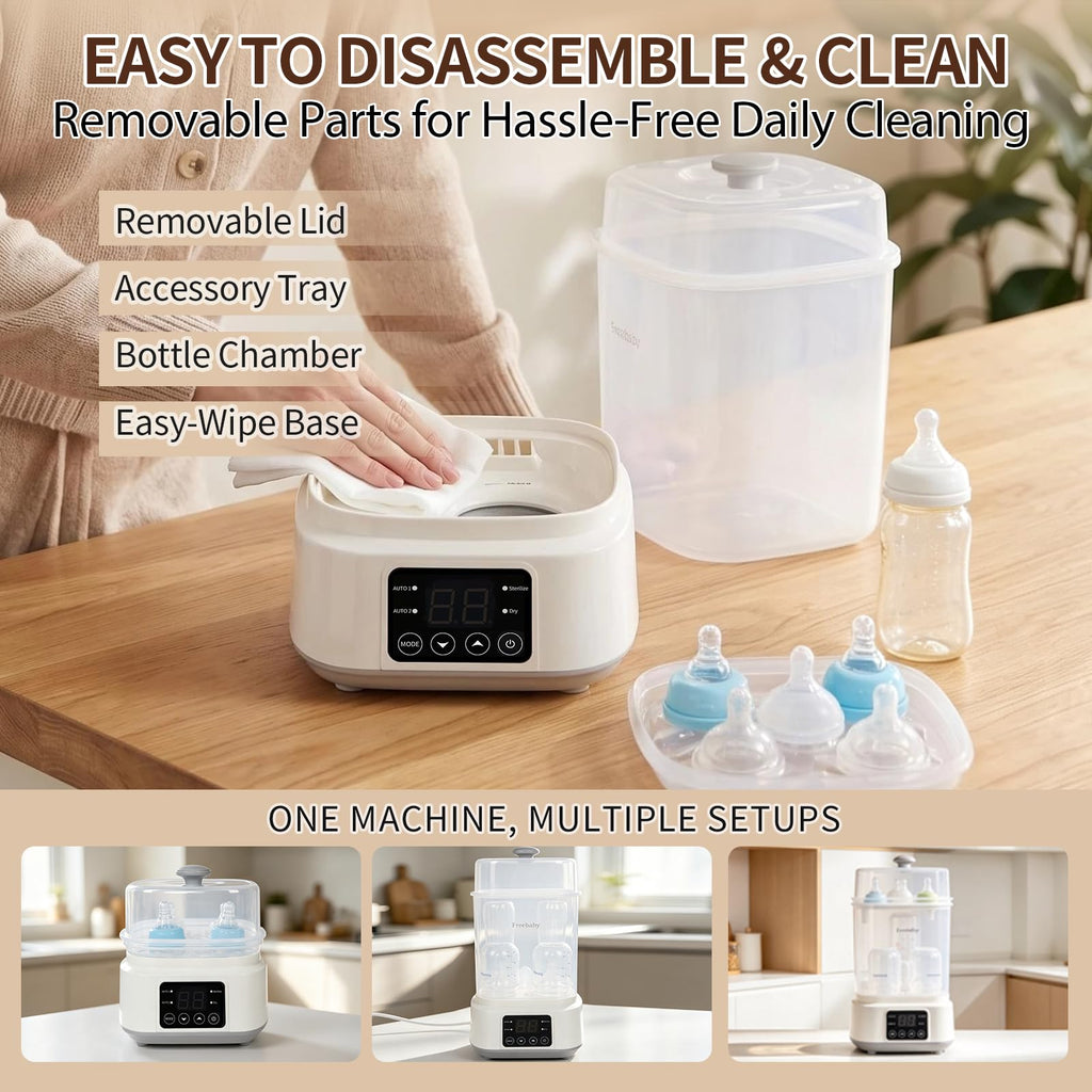 Compact Baby Bottle Sterilizer and Dryer, 8-in-1 Auto Steam System