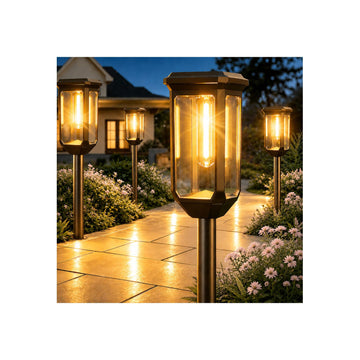 Solar Pathway Lights Outdoor 4 Pack, Bright Solar Garden Lights