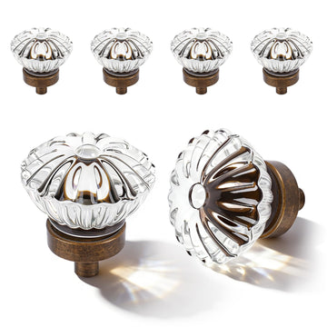 Crystal Vintage Cabinet Dresser Knobs,Antique Brass Bronze, 4 Pack