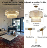 37" Modern Gold Round Chandelier, 3-Tier 16-Light Water Ripple Crystal Glass Chandeliers, for Living Room, Foyer, High Ceiling Staircase, Dining Room, Luxury Adjustable Hanging Chandelier A119-B0DNJKTHMP