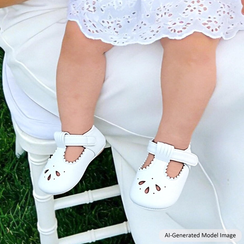 Soft Sole White Baby Shoes - Infant Baby Walking Shoes Moccasinss Rubber Sole Crib (White, Infant)