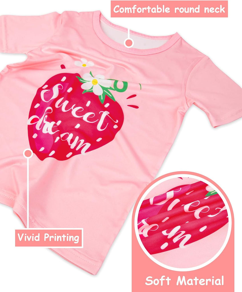 Girls Pajamas Short Sleeve Toddler Summer Pjs Girls' Sleepwear 2 Pieces Lounge Sets Kids Clothes