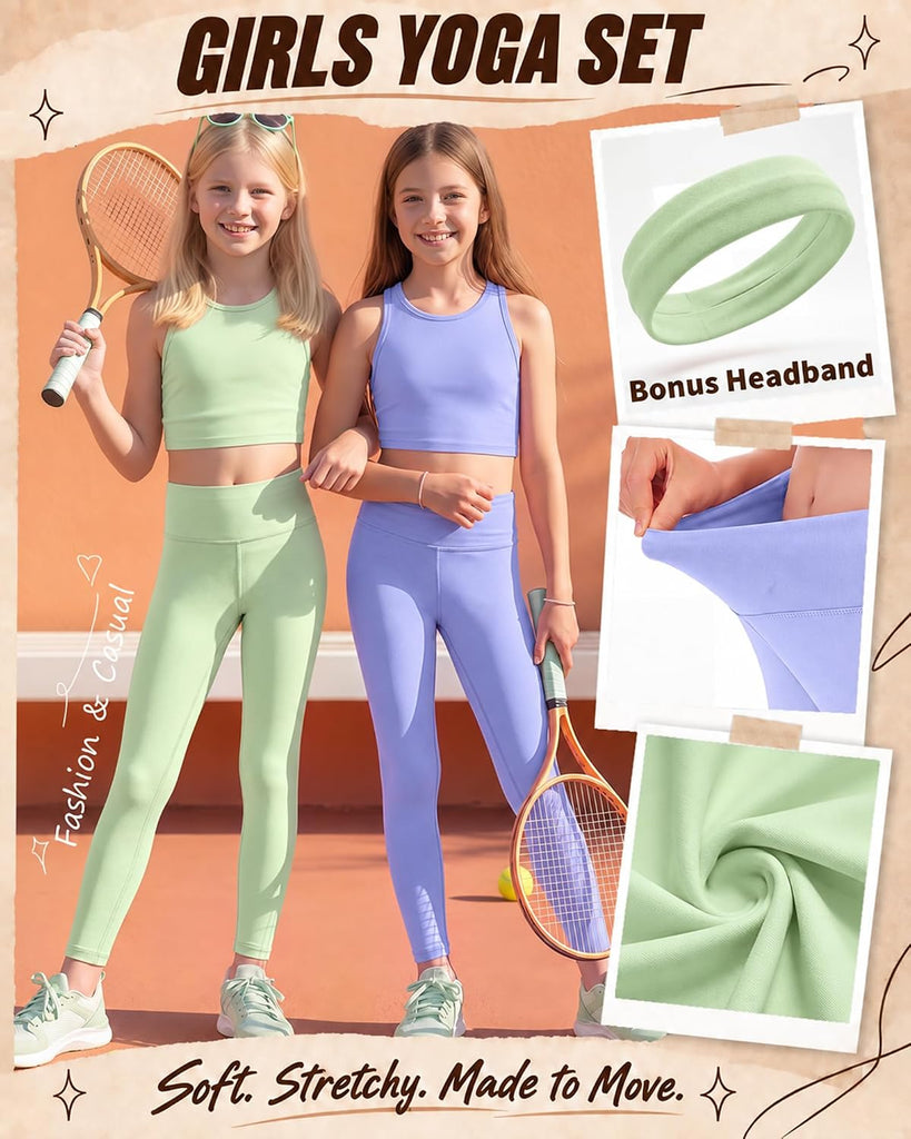 Girls Athletic Sets Kids Workout Outfits 6 Pcs Sets