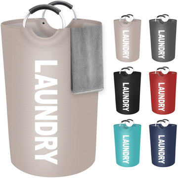 115L Large Laundry Basket, Dirty Clothes Waterproof Laundry Hamper, Khaki