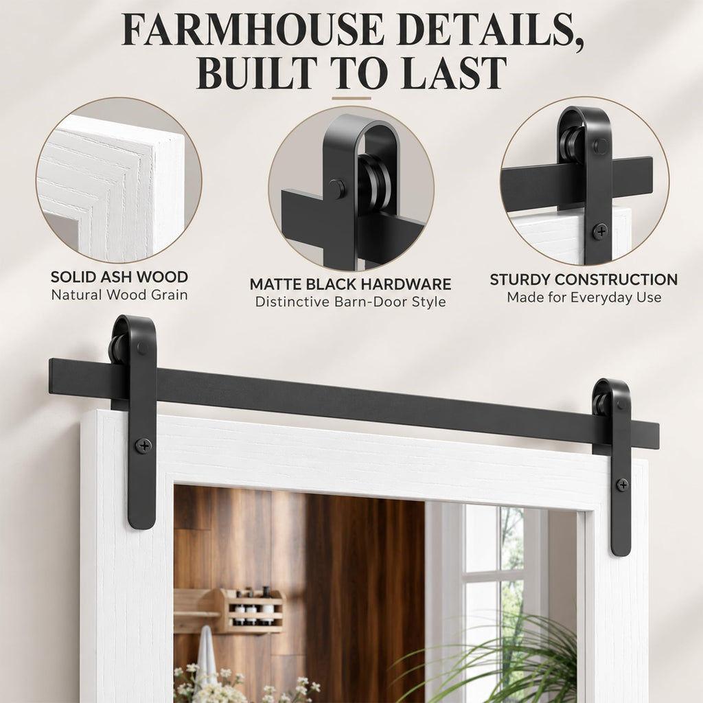 Farmhouse Bathroom Vanity Mirror for Over Sink, 22" x 30" White