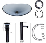 Vessel Sink Bathroom Sinks Tempered Glass Art Basin 20.8"x13.7" Oval Bowl Above Counter with Faucet and Pop-Up Drain