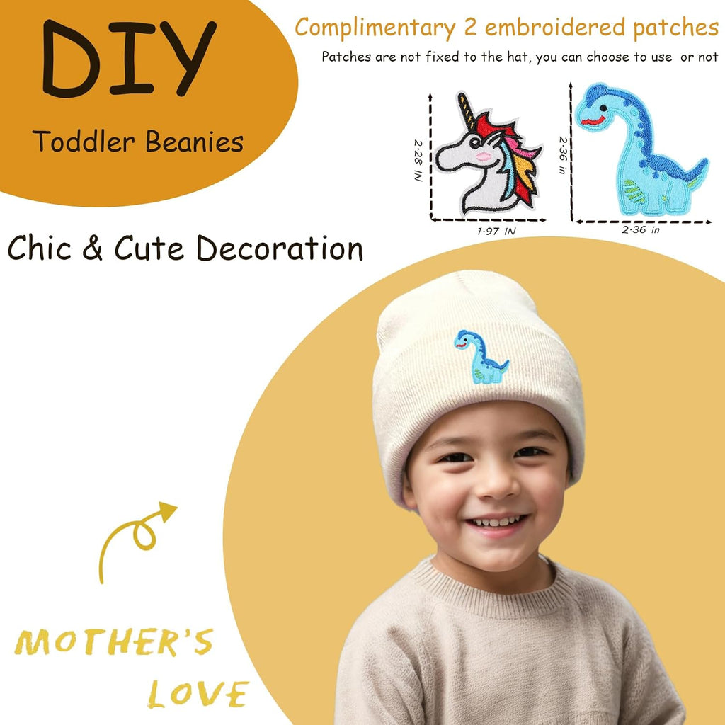100% Cotton Toddler Beanie Hats for Baby Kids Winter Knit Cuffed Cap