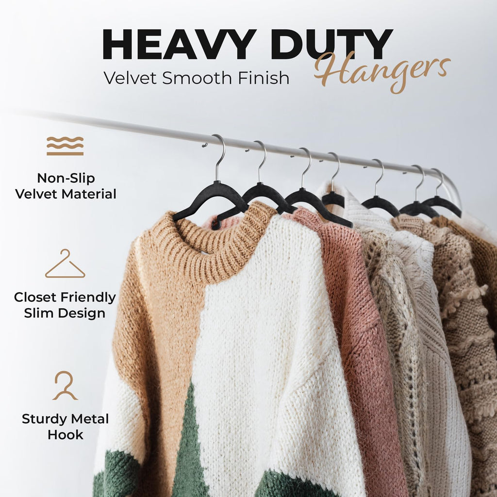 100 Pack Velvet Hanger for Shirt Pants Dresses Skirts Suits Jackets - Slim Space Saving Design - Standard Coat Hanger