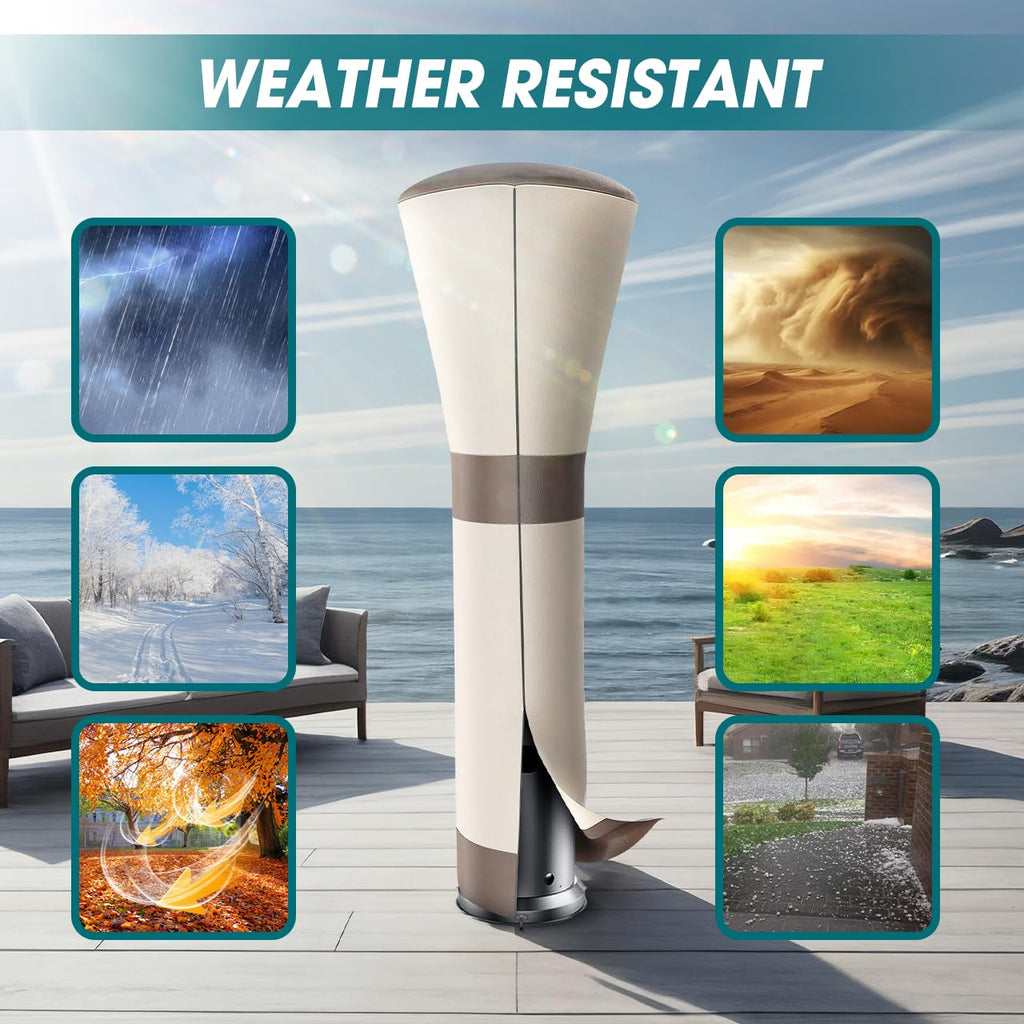 Patio Heater Cover - 95 Inch, Waterproof, Heavy Duty, Anti-UV, Tear Resistant, 600D Propane Heater Cover, 95"H x 34"D