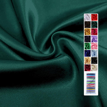 Hunter Green Satin Fabric 60 Inch by 2 Yards Solid Silky Charmeuse Fabrics for Wedding Decoration Table Cover DIY