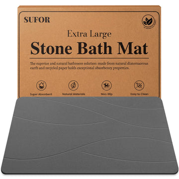 32"x20" Stone Bath Mat, Diatomaceous Earth Shower Mat, Non-Slip Super Absorbent Quick Drying Bathroom Floor Mat