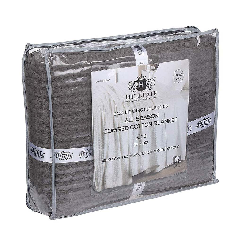 100% Combed Cotton Blanket- King Size Bed Blankets- Warm Soft All Season Breathable Lightweight Summer Blankets