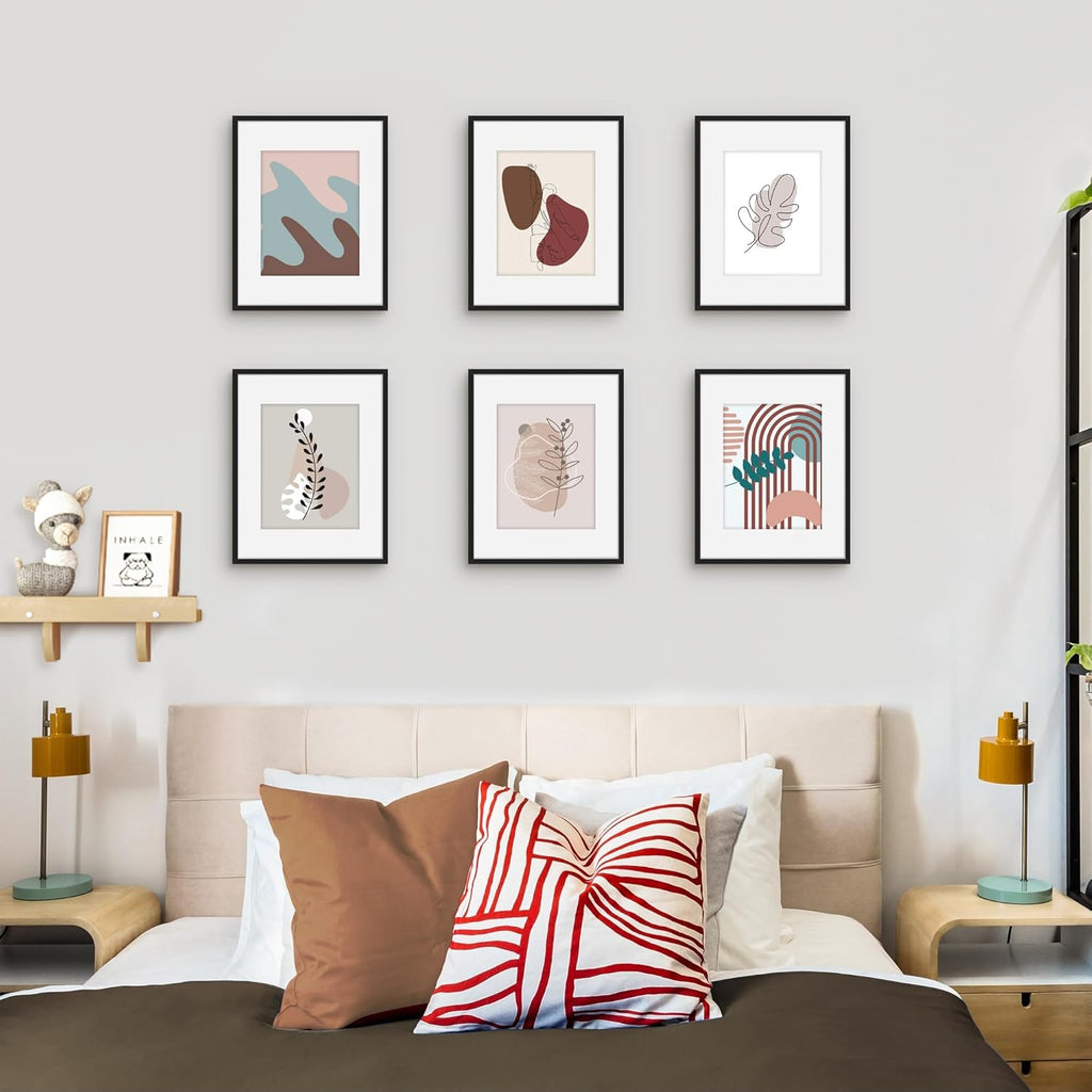 11x14 Picture Frame Set of 12, Modern Gallery Wall Frames, Black | Fits 8x10 With Mat or 11x14 Without Mat