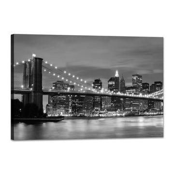 York Brooklyn Bridge Wall City Artwork Pictures Manhattan Skyline at Night Posters Prints Framed Wall Decor 24X36
