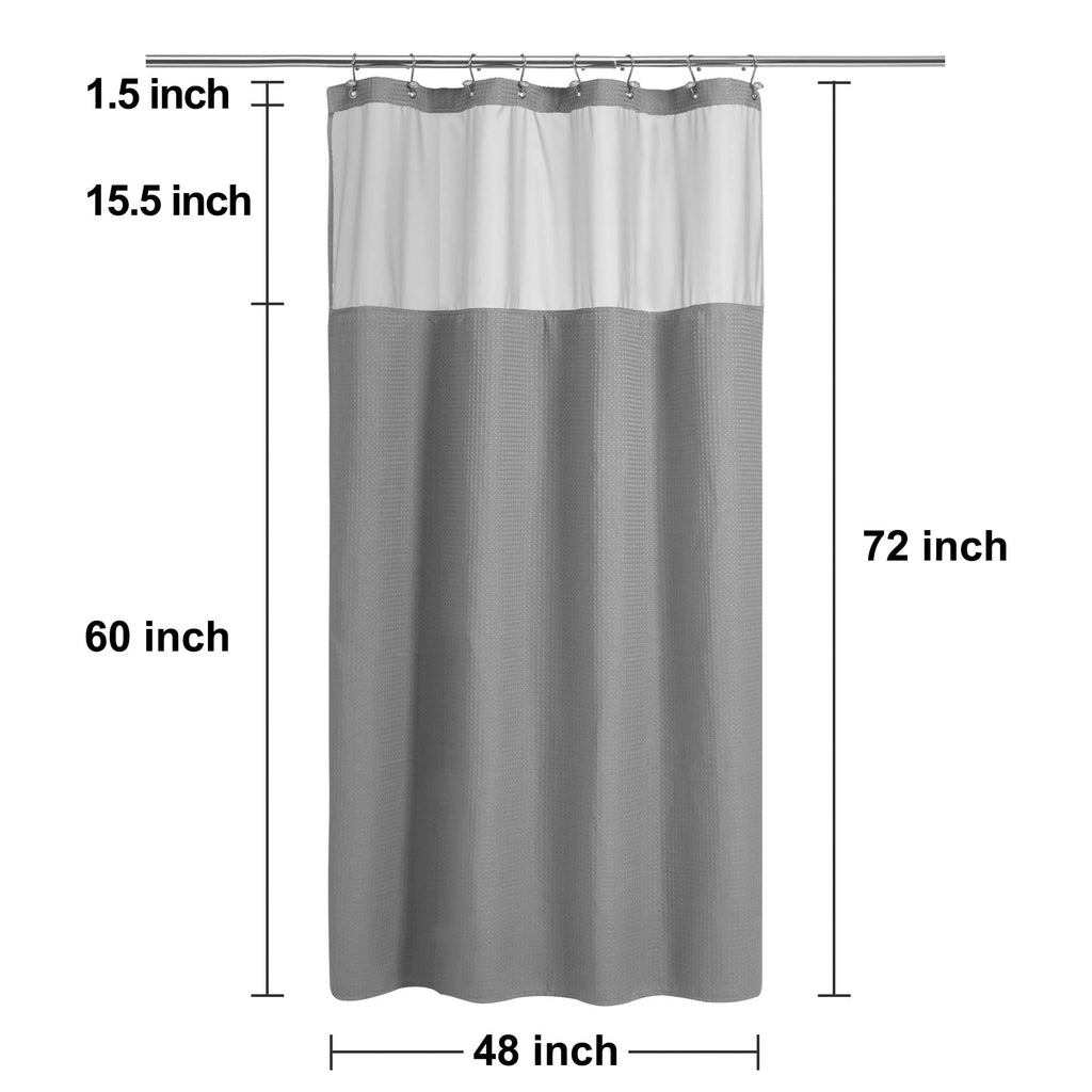48 x 72 Waffle Weave Shower Curtain with Snap-in Liner Set Gray