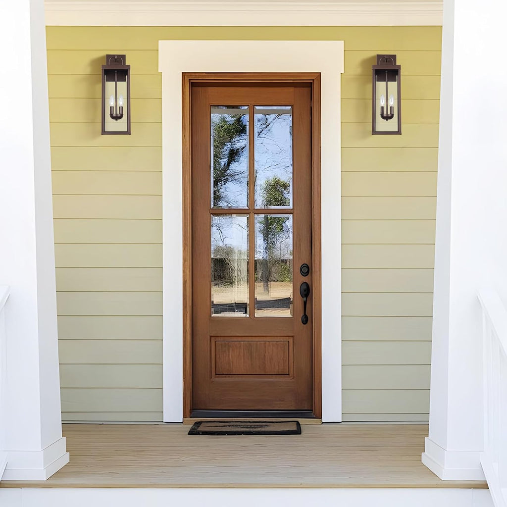 Outdoor Wall Sconce Light, 20 Inch Tall Transitional Exterior Wall Lighting with Clear Glass