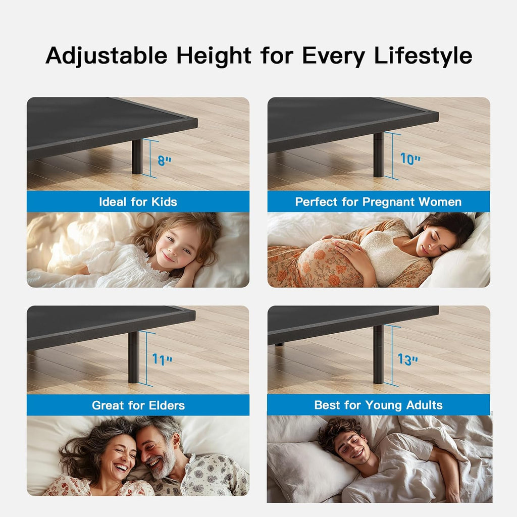 Full Adjustable Bed Frame with Massage, Electric Bed Base with Head & Foot Incline, USB-A & USB-C Ports, LED