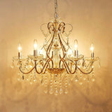 6 Light Crystal Chandelier Light Fixture Modern Chandelier Crystal Lighting, French Gold Crystal Raindrop Chandelier for Dining Room,Bedroom,Living Room, H23 x D24 A101-B0C1JJ94L8