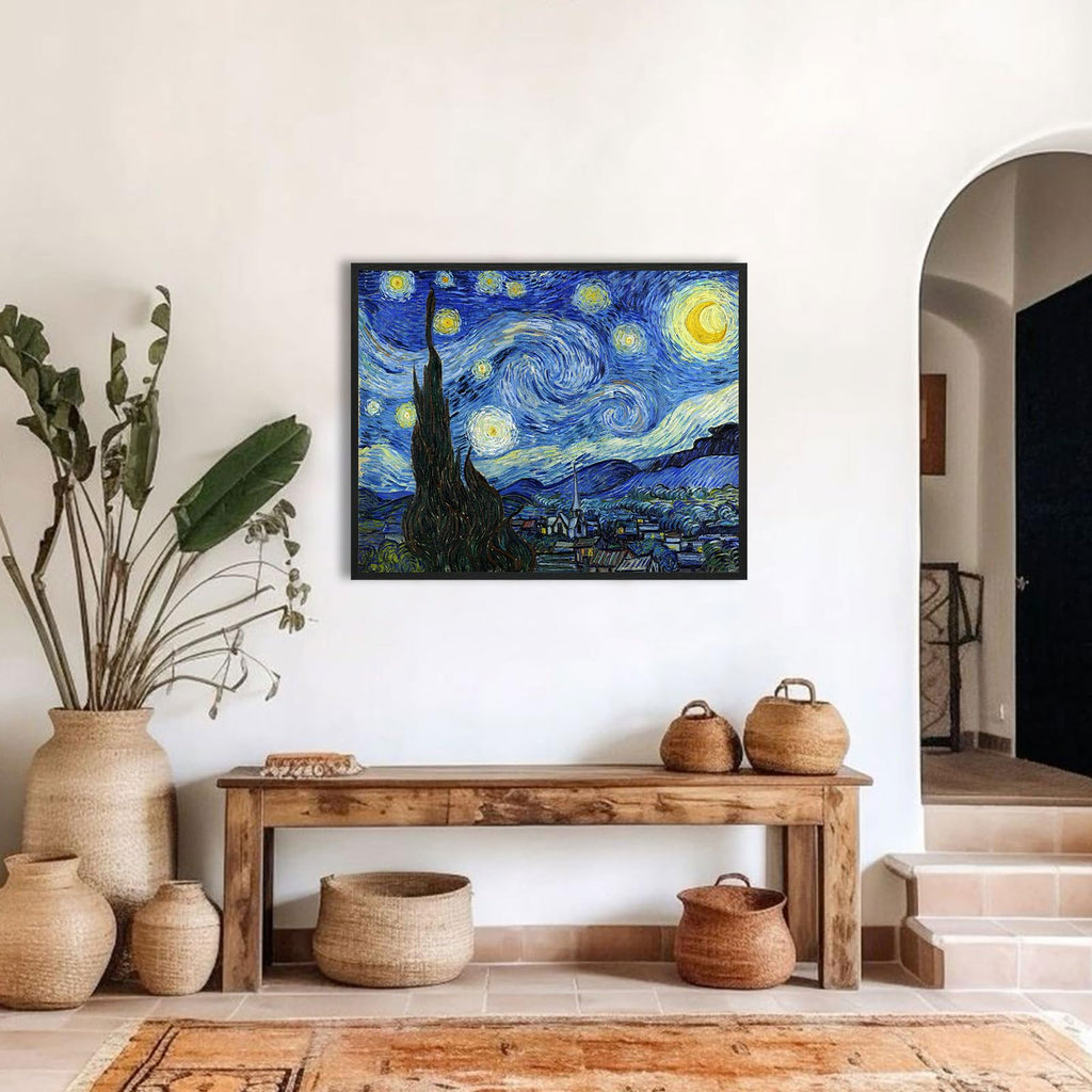 Van Gogh Canvas Wall Art: Starry Night Posters Large Modern Artwork Famous Paintings Wall Decor, Black Framed
