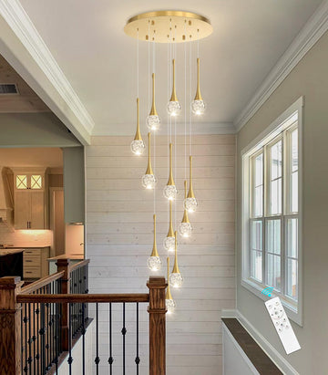 118 inches Modern Glam Crystal Chandelier for High Ceiling LED Dimmable Ceiling Pendant Light Staircase Foyer