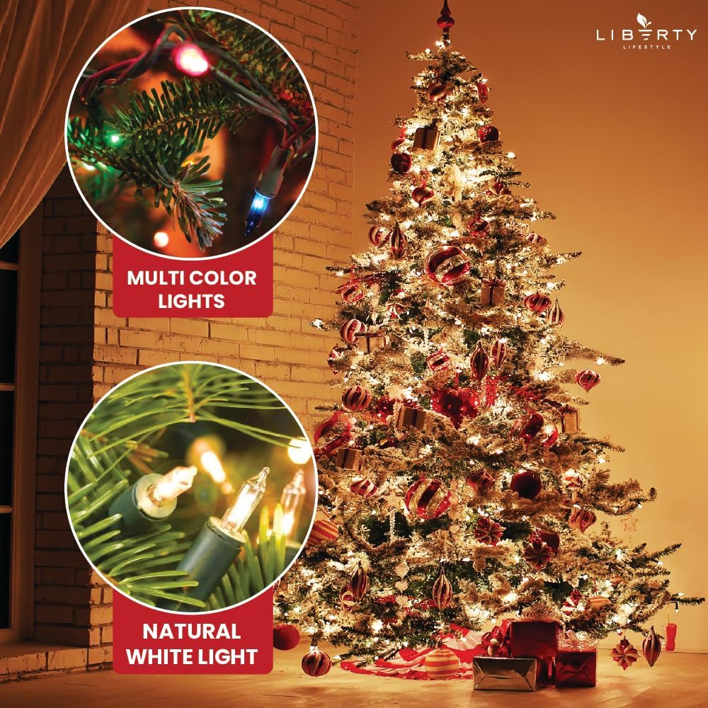 Christmas Tree 9 ft- Pre-Lit White and Multi-Color Premium LED Lights - Artificial Full Christmas Tree Includes