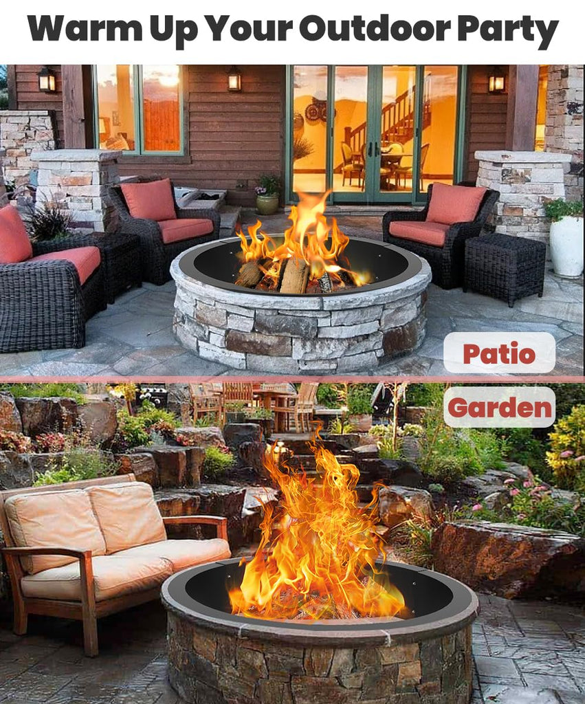 36 Inch Inner Round Fire Pit Ring Insert for Outside Wood Burning, 40 Inch Outer 36 Inch Inner DIY Outdoor Fire Pit